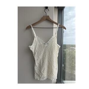 The Limited Ivory Lace Sheer Floral Camisole Bow Accents Women Size M